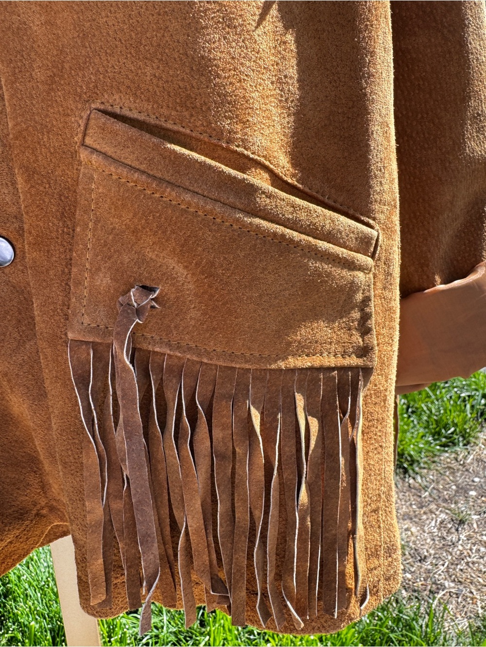 R&O 100% Leather Suede Fringe Jacket Women’s Western Cowgirl Coat Large Vtg Look - Picture 6 of 7